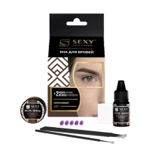 НАБОР Коричневая хна "Sexy Brow Henna" (5 капсул) + минеральный раствор 10 мл