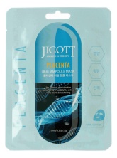 JIGOTT Тканевая маска для лица с экстрактом плаценты PLACENTA REAL AMPOULE MASK 27 мл