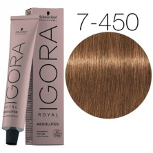 Крем-краска для окрашивания зрелых волос — Schwarzkopf Professional Igora Royal Absolutes №7-450 (Средний русый бежевый золотистый)