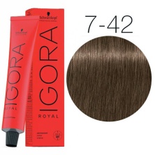 Крем-краска для волос — Schwarzkopf Professional IGORA Royal № 7-42 (Средний русый бежевый пепельный)